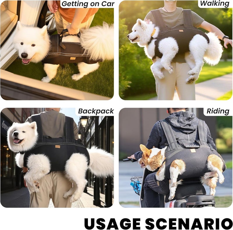Terapaton Dog Lift Harness Backpack Carrier for Large Dogs, Full Body Sling with Handle, Dog Harness for Joint Injuries, Arthritis, Ideal for Stairs, Elderly Dogs (Black XXX-Large 66-83 LBS) - Image 4